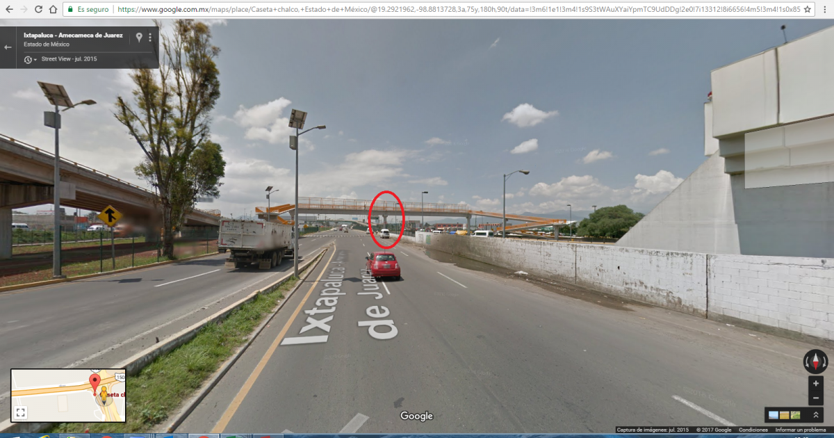 Acceso al Puente peatonal en caseta de cobro Chalco, autopista México - Puebla